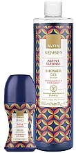 Набор - Avon Senses Active Cleanse (sh/gel/500ml + deo/50ml) — фото N1