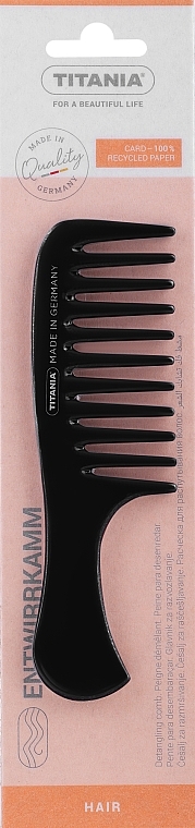 Гребінь з ручкою 14.5 см, чорний - Titania — фото N1