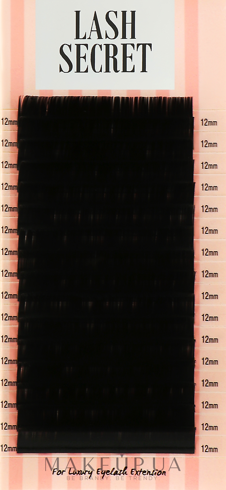 Накладні вії, чорні, 16 ліній (один розмір, 0.1, D, 12) - Lash Secret — фото 1уп