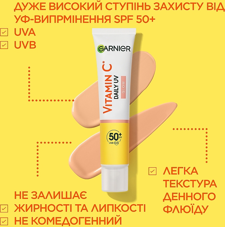Cонцезахисний денний флюїд з вітаміном С для надання сяяння шкірі обличчя, SPF50+ - Garnier Skin Naturals — фото N9