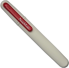Керамическая пилочка для ногтей в сером кейсе, красная клипса - Erlinda Solingen NailMaid Ceramic Nail File In Light Grey Case With Clip  — фото N2