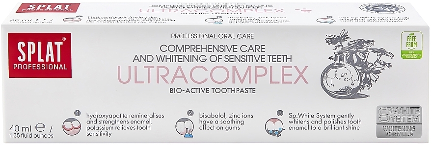 Антибактеріальна зубна паста для комплексного догляду і відбілювання чутливих зубів "Ультракомплекс" - SPLAT