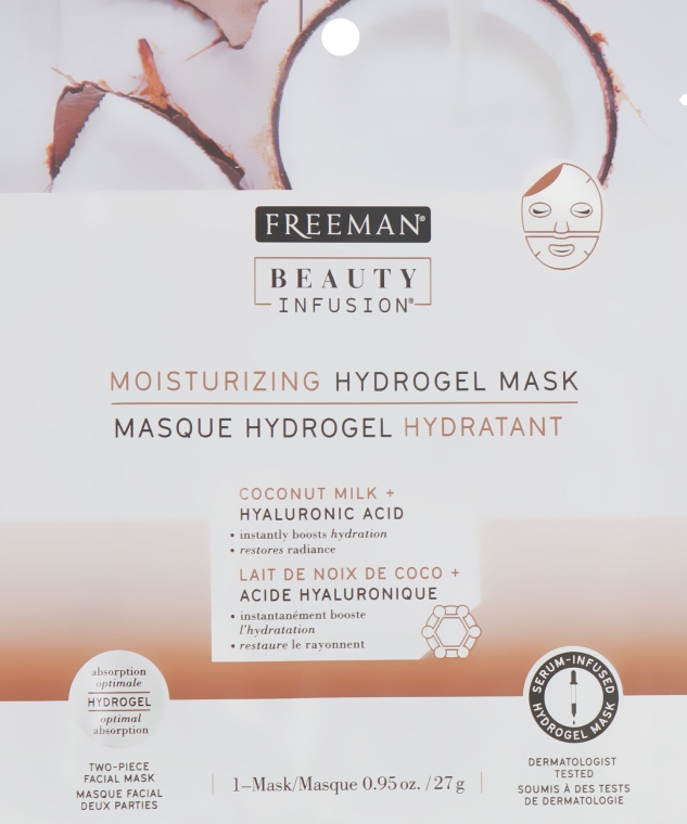 Маска-гідрогель "Кокосове молоко і гіалуронова кислота" - Freeman Beauty Infusion Moisturizing Hydrogel Mask — фото N1