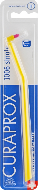 Монопучкова зубна щітка "Single CS 1006", жовта з рожевим - Curaprox — фото N1