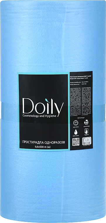 Простыни из спанбонда, в рулонах 0,6х500 м., голубые - Doily — фото N1