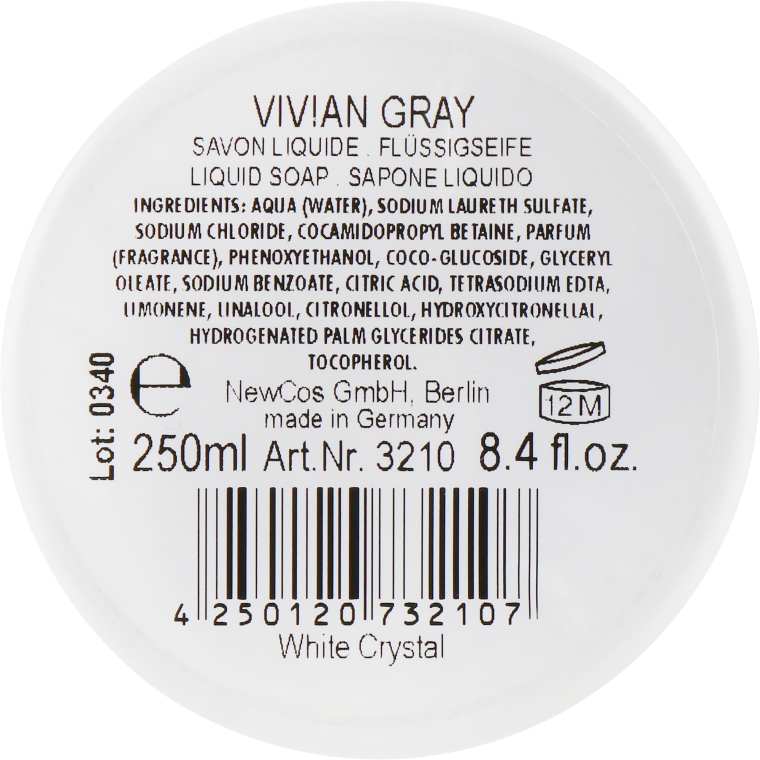 Жидкое крем-мыло - Vivian Gray White Crystals Luxury Cream Soap — фото N2