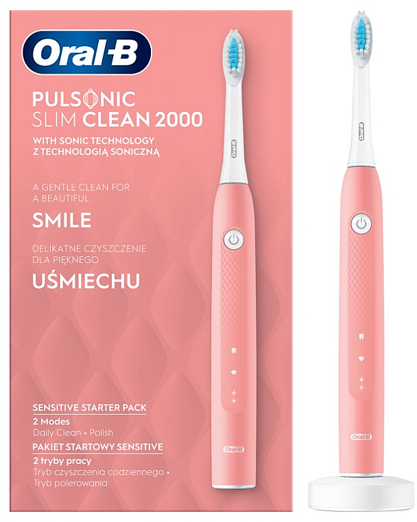 Электрическая зубная щетка - Oral-B Pulsonic Slim Clean 2000 Pink — фото N1