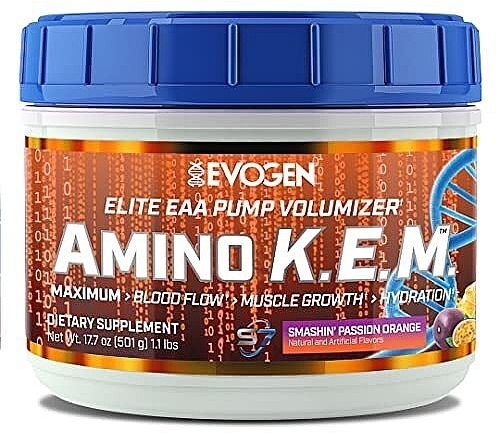 Аминокислота K.E.M. "Страстный апельсин" - Evogen Amino K.E.M. Elite EAA Pump Volumizer Smashin' Passion Orange — фото N1