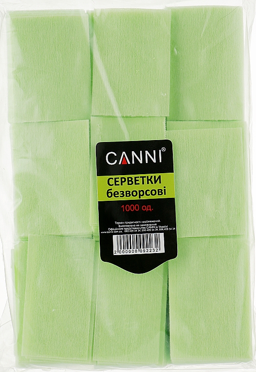 Салфетки безворсовые зеленые, 1000 шт - Canni — фото N1