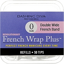 Типсы широкие "Френч Смайл+" - Dashing Diva French Wrap Plus Double Wide White 50 Tips (Size-0) — фото N1