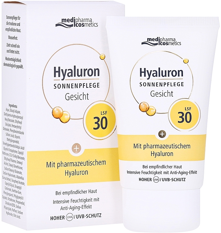 Сонцезахисний крем для захисту шкіри обличчя та шиї SPF 30 - Pharma Hyaluron