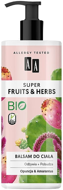 Лосьйон для тіла "Опунція і амарант" - AA Cosmetics Super Fruits & Herbs