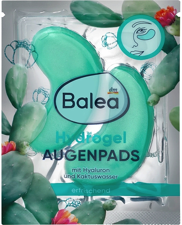 Гидрогелевые патчи для глаз - Balea Hudrogel And Cactus Water Eyes Pads — фото N1