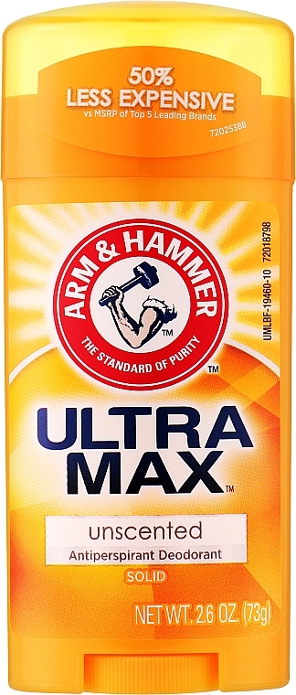 Твердий дезодорант, без запаху - Arm & Hammer Ultra Max Antiperspirant & Doodorant Solid Unscented — фото N1