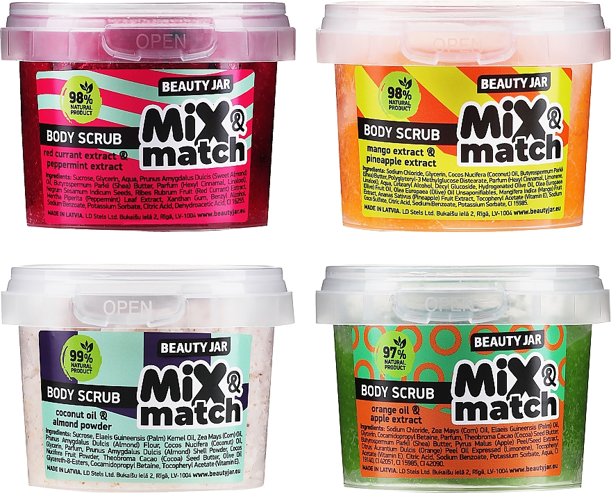 Набор скрабов для тела - Beauty Jar "Mix & Match 1" Body Scrub Set (b/scrub/2х150g + b/scrub/2х120g) — фото N1