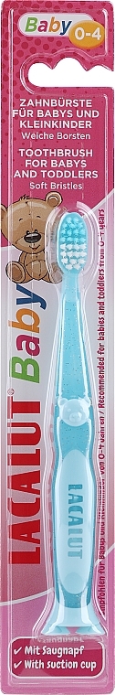 Зубна щітка "Baby" з ведмедиком, 0-4 років, блакитна - Lacalut Baby Toothbrush For Babys & Toddlers — фото N1