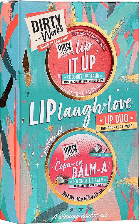 Набір - Dirty Works Lip Laugh Love Lip Duo (scr/10g + lip/balm/10g) — фото N1