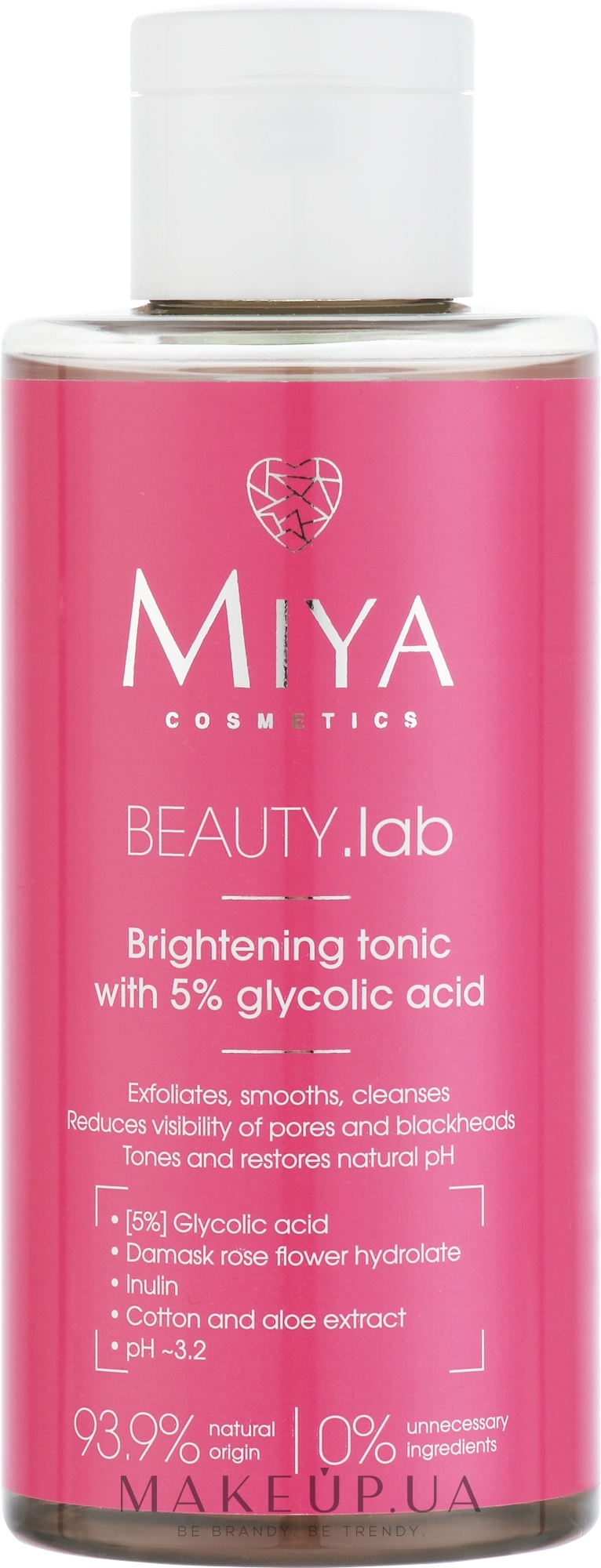 Освітлювальний тонік для обличчя з 5% гліколевої кислоти - Miya Cosmetics Beauty Lab Tonik — фото 150ml
