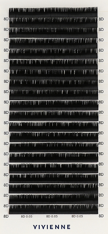 Накладные ресницы "Elite", черные, 20 линий (0,05, D, 8), эко упаковка - Vivienne — фото N1