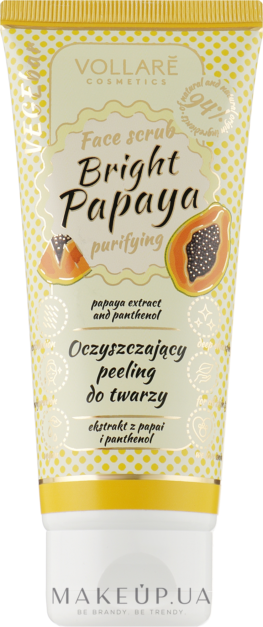 Пілінг для обличчя з екстрактом папаї й пантенолом - Vollare Fright Papaya Face Scrub — фото 100ml