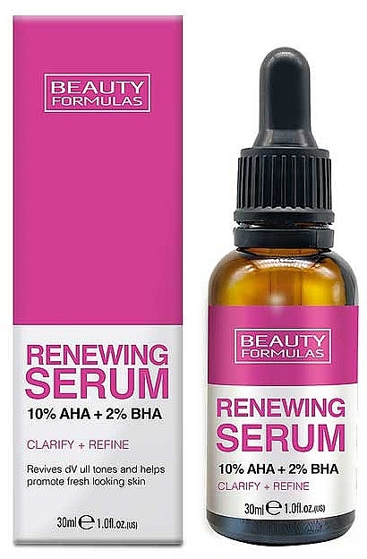 Восстанавливающая сыворотка с AHA и BHA кислотами - Beauty Formulas Renewing 10% AHA + 2% BHA Serum