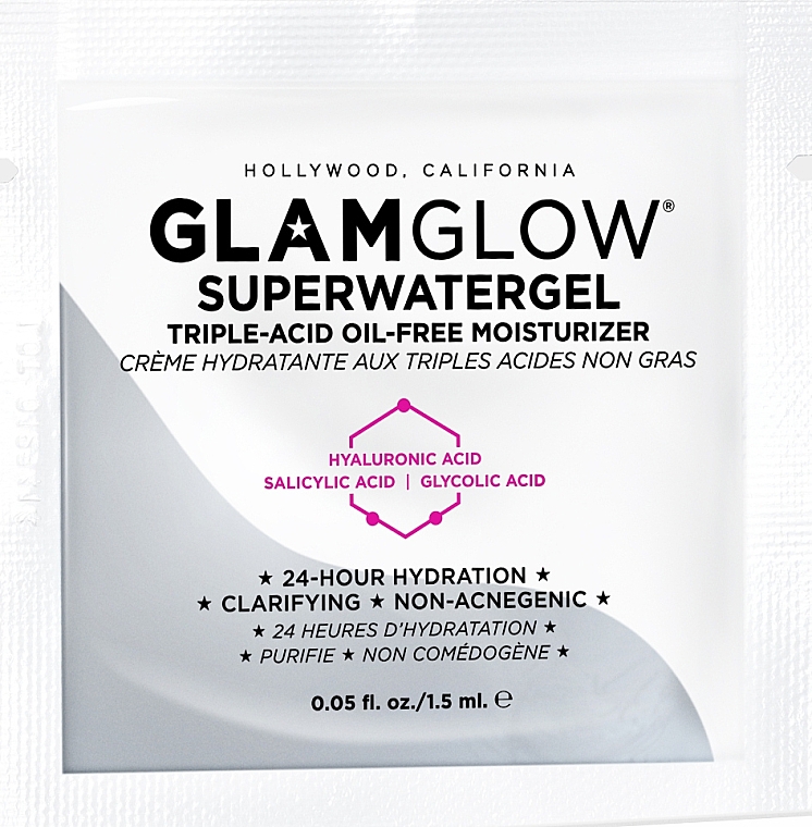 ПОДАРУНОК! Гель для обличчя зволожувальний з кислотами - Glamglow Superwatergel Triple Acid Oil-Free Moisturizer (пробник) — фото N1