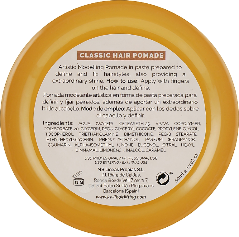 Классическая помада для волос с эффектом блеска - KV-1 Final Touch Classic Hair Pomade — фото N3