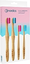 Набір бамбукових зубних щіток, для дітей і дорослих, 4 шт. - Nordics Adults + Kids Bamboo Toothbrushes — фото N1