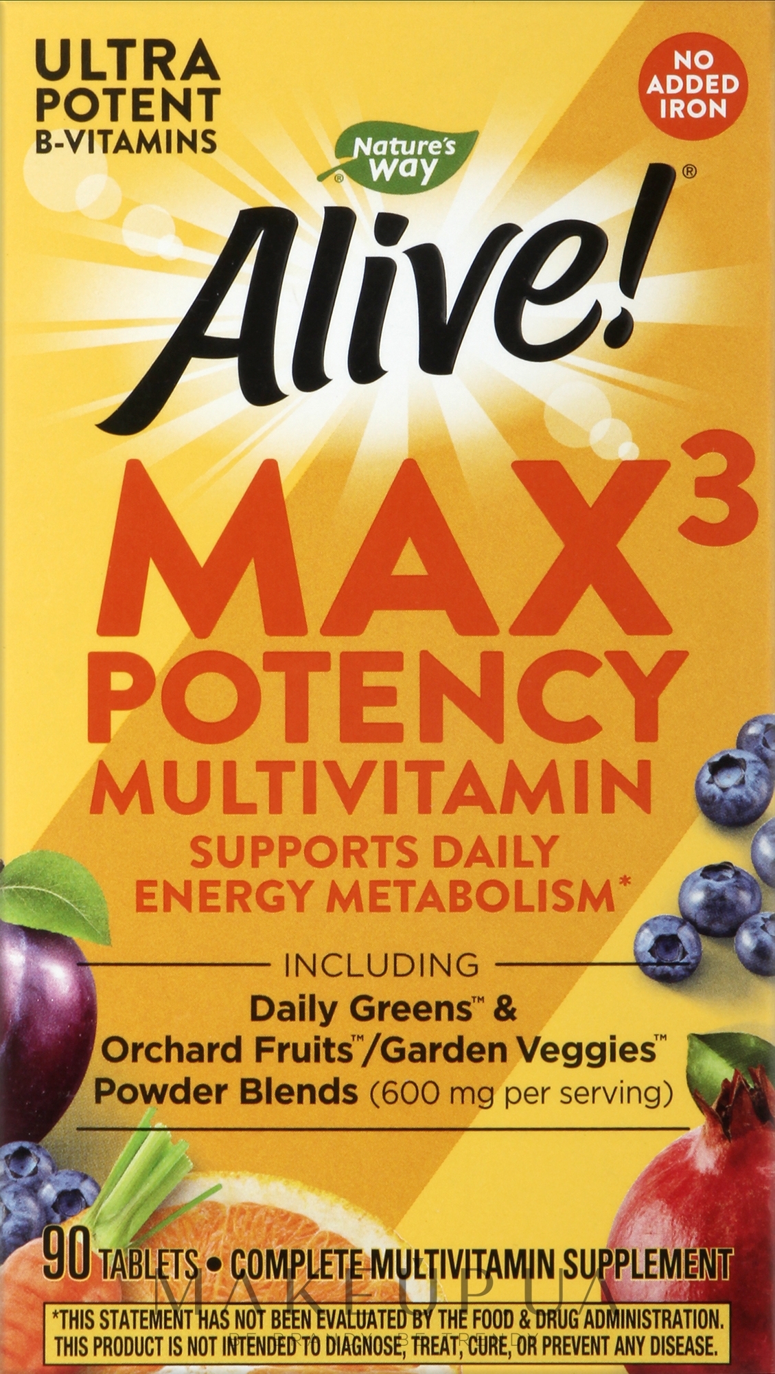Мультивитамины - Nature’s Way Alive! Max3 Daily Multi-Vitamin Without Iron — фото 90шт