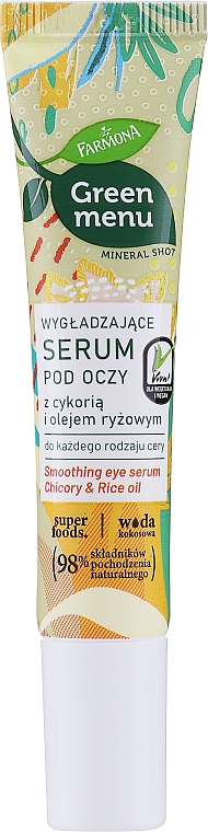 Розгладжувальна сироватка для шкіри навколо очей з цикорієм і рисовою олією - Farmona Green Menu — фото N1