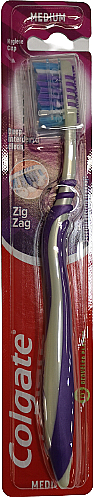 Зубна щітка "Зигзаг плюс" середньої жорсткості №2, сіро-фіолетова - Colgate Zig Zag Plus Medium Toothbrush — фото N1