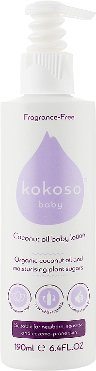 Дитячий зволожувальний лосьйон без запаху - Kokoso Baby Skincare Fragrance-Free — фото N1