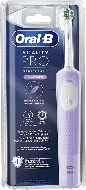 Електрична зубна щітка, бузкова - Oral-B Vitality Pro x Clean Lilac Mist — фото N1