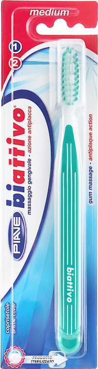Зубна щітка "Biattivo", середньої жорсткості, зелена - Piave Medium Toothbrush — фото N1