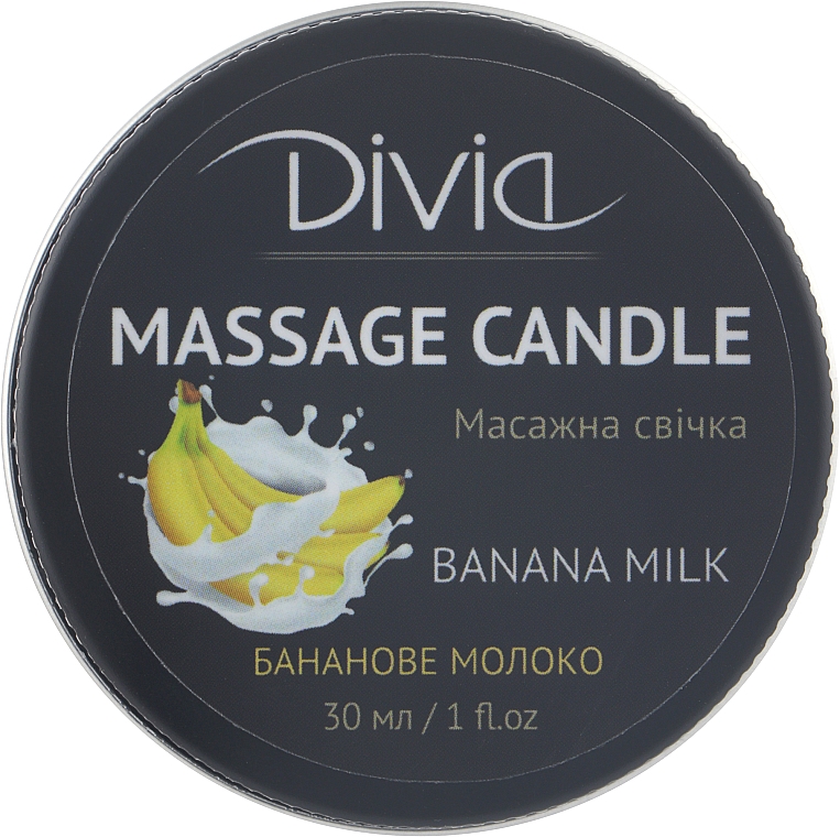 Свічка масажна для рук і тіла "Бананове молоко", Di1570 (30 мл) - Divia Massage Candle Hand & Body Banana Milk Di1570 (30 ml) — фото N1