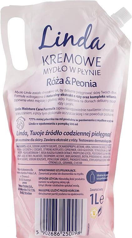 Жидкое крем-мыло для рук и тела "Роза и Пион" - Linda Rose and Peony Cream Soap — фото N2