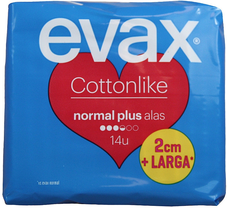 Гігієнічні прокладки "Нормал плюс" з крильцями, 14 шт. - Evax Cottonlike — фото N1