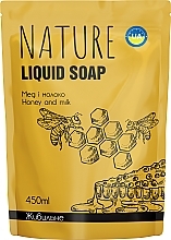Рідке мило "Мед і молоко" - Bioton Cosmetics Nature Liquid Soap (змінний блок) — фото N1