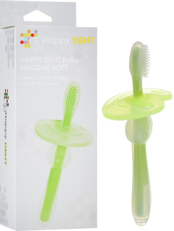 Зубна щітка для дітей від 0 до 3 років, силіконова, салатова - Happy Dent Baby — фото N1
