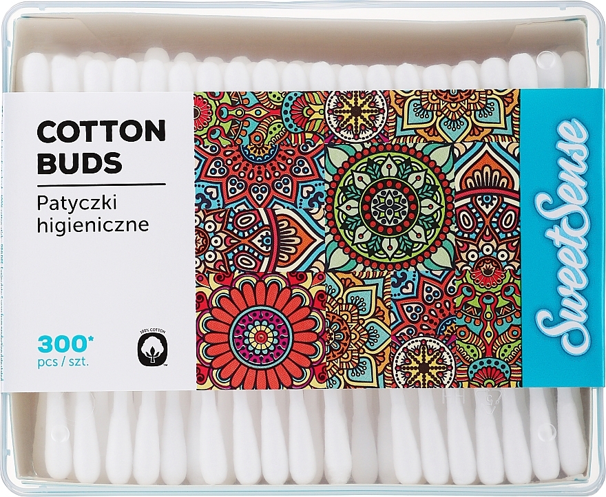 Ватные палочки в прямоугольной коробке, 300 шт - Cleanic SweetSense Cotton Buds — фото N3