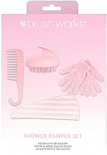 Духи, Парфюмерия, косметика Набор - Brushworks Shower Pamper Set (brush/2psc + gloves/2psc + towel/1psc)