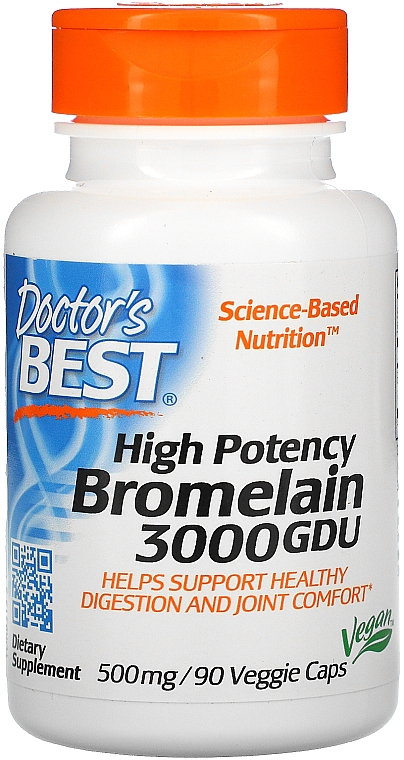 Бромелайн 3000 GDU, высокоэффективный, 500 мг, капсулы - Doctor's Best — фото N1