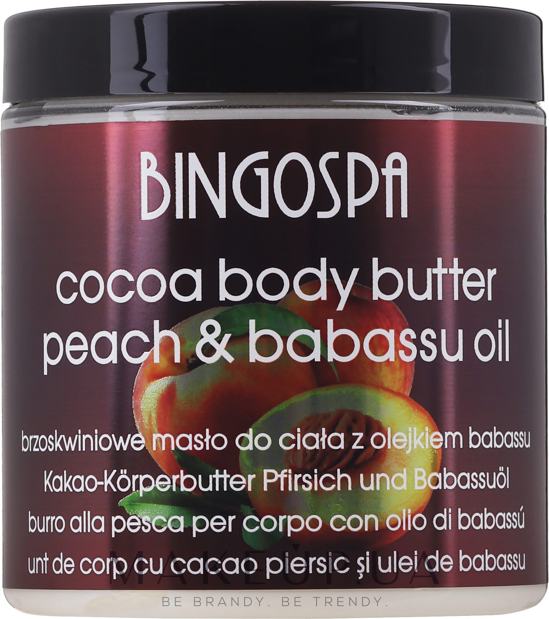 Какао-масло для тіла, з персиком та олією баббасу - BingoSpa Cocoa Butter With Peach And Babassu Oil Body — фото 250g