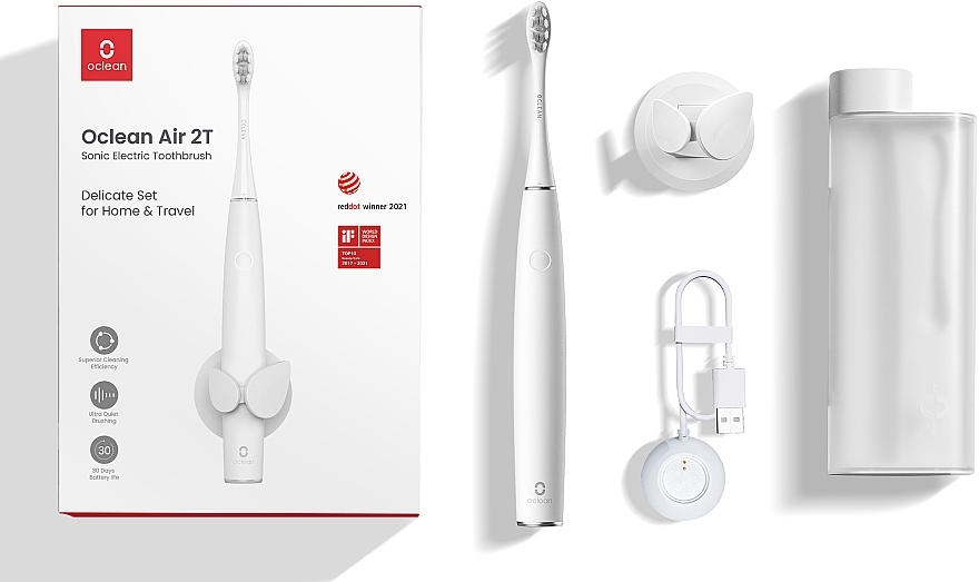 Електрична зубна щітка Oclean Air 2T White, футляр, настінне кріплення - Oclean Air 2T Electric Toothbrush White — фото N3