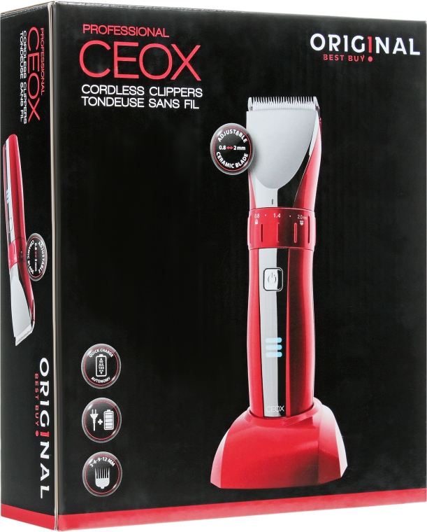 Тример для стрижки, акумуляторний, червоний - Original Best Buy Manual Professional CEOX Cordless Clippers — фото N2