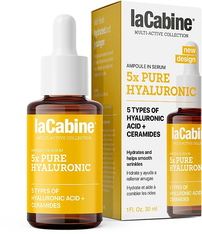 Сироватка проти зморшок з 5 гіалуроновими кислотами - La Cabine 5xPure Hyaluronic Face Moisturizer