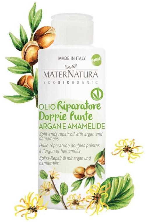 Арганова олія для посічених кінчиків волосся, з екстрактом листя гамамелісу - MaterNatura — фото N1