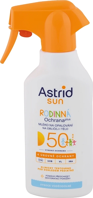 Лосьон для загара в спрее для всей семьи - Astrid Family Protection Plus Sun Lotion SPF 50 — фото N1