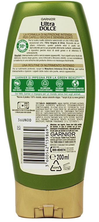 Бальзам увлажняющий "Мифическая олива" - Garnier Ultra Dolce Balsamo Nutriente Oliva Mitica — фото N2