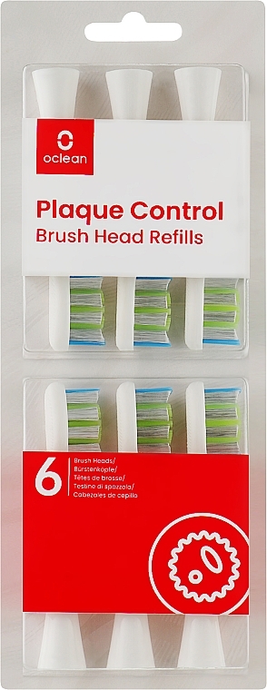Насадки для електричної зубної щітки Plaque Control Medium, 6 шт., білі - Oclean Brush Heads Refills — фото N1